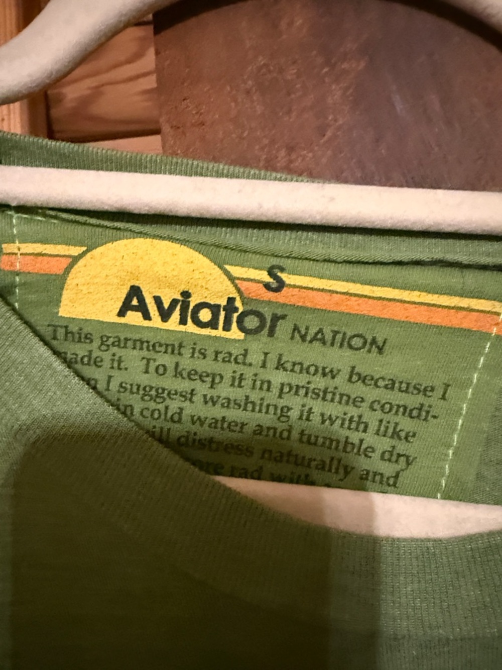 Aviator Nation Green Short Sleeve Tee with Tiger Patch - Picture 2 of 5